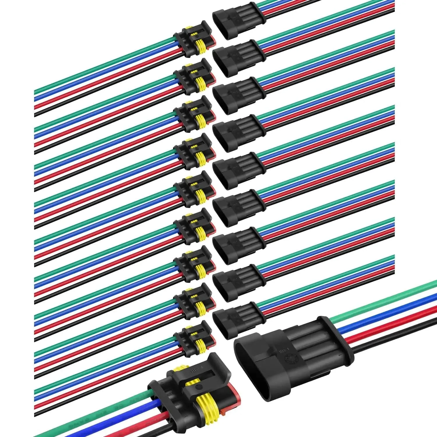 10Pack 4Pin Way Electrical Wire Connector 16AWG Male Female Plug
