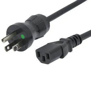 15Ft Hospital Grade Power Cord 5-15P to C13 SJT 16/3 Black