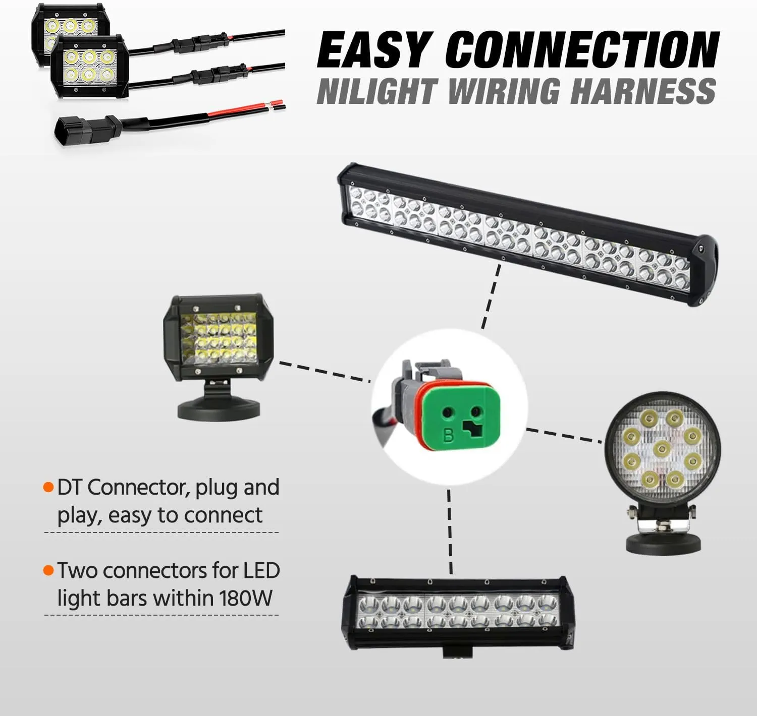 2 Pin DT Connectors 16AWG 6 Kits Male and Female Electrical Connector Waterproof Plug and Play w/Heat Shrink Butt Terminals