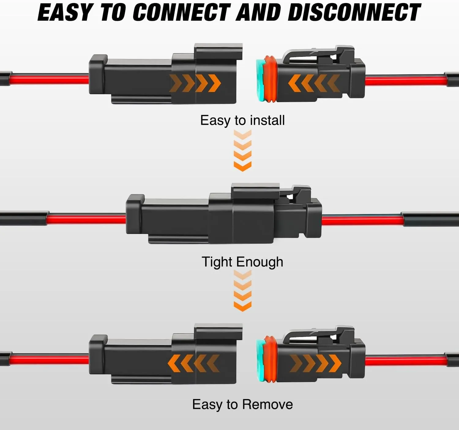 2 Pin DT Connectors 16AWG 6 Kits Male and Female Electrical Connector Waterproof Plug and Play w/Heat Shrink Butt Terminals