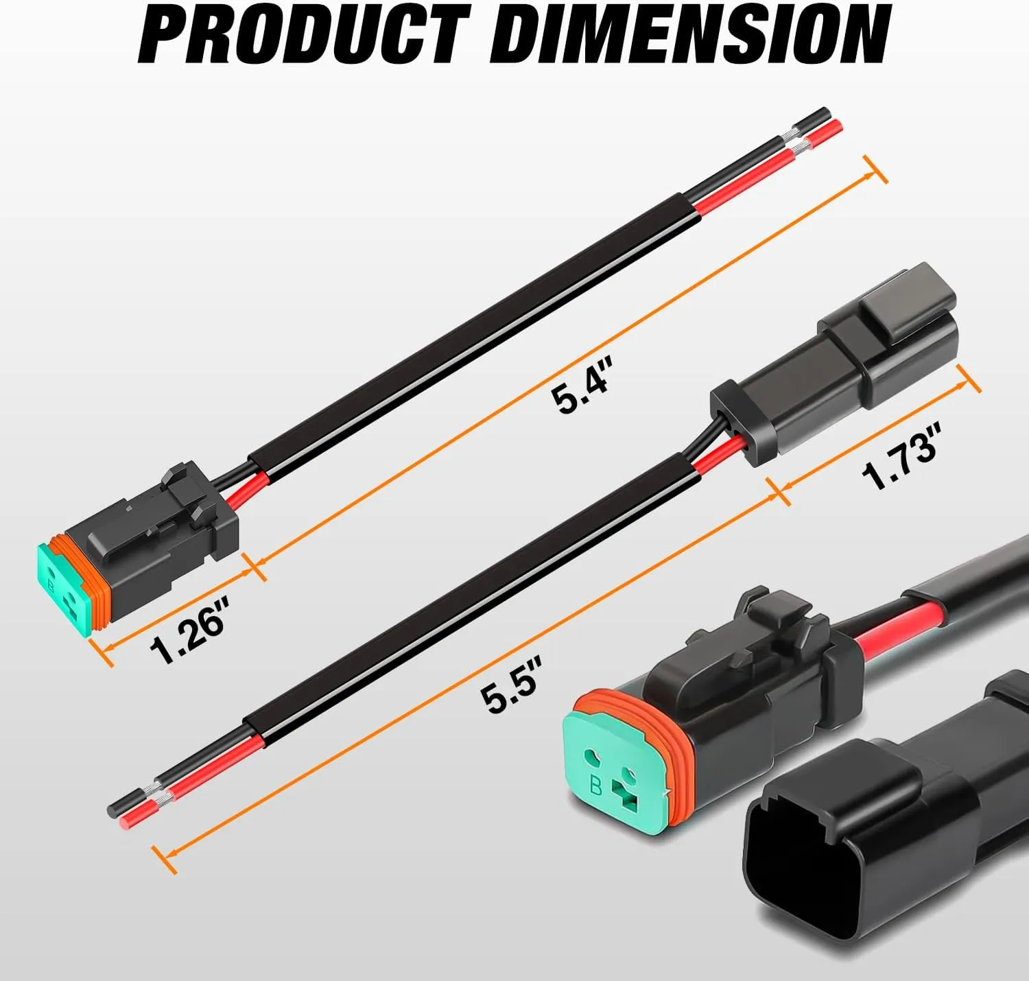 2 Pin DT Connectors 16AWG 6 Kits Male and Female Electrical Connector Waterproof Plug and Play w/Heat Shrink Butt Terminals