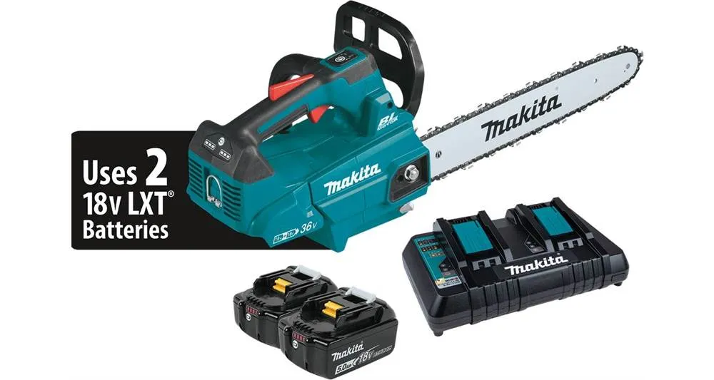 2021 Makita 36V (18V X2) LXT® Brushless 16" Top Handle Chain Saw Kit (5.0Ah) (XCU09PT)