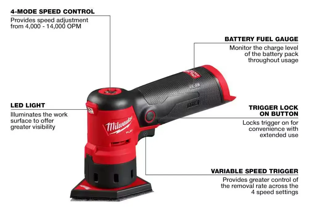 2531-20 Milwaukee M12 Fuel Orbital Sander (Tool Only)