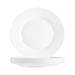 25cm Toledo White Glass Dinner Plates - Pack of Six - By Bormioli Rocco