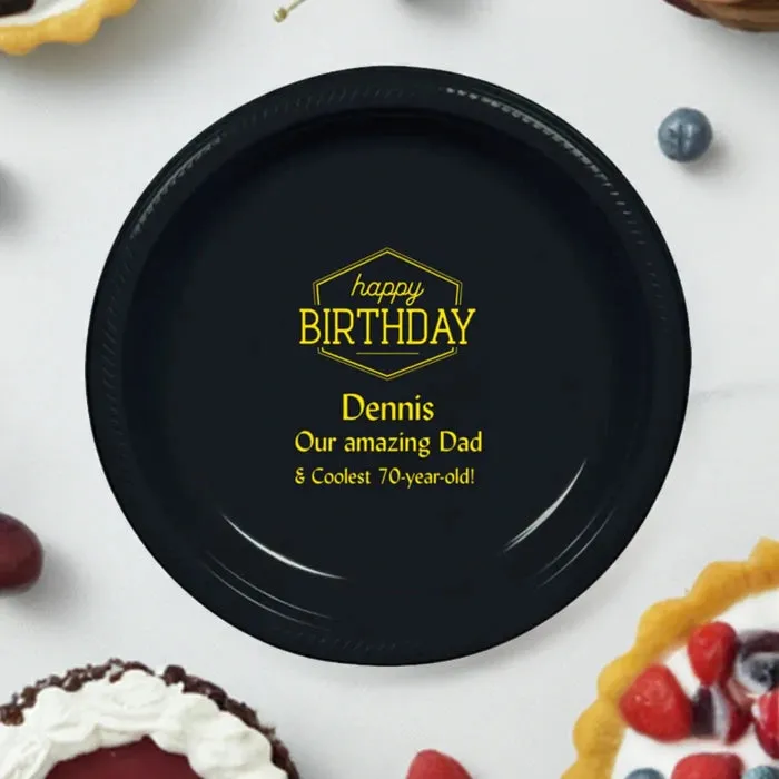 7 In. Personalized Plastic Adult Birthday Cake & Dessert Plates
