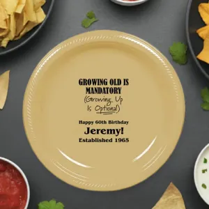 7 In. Personalized Plastic Adult Birthday Cake & Dessert Plates