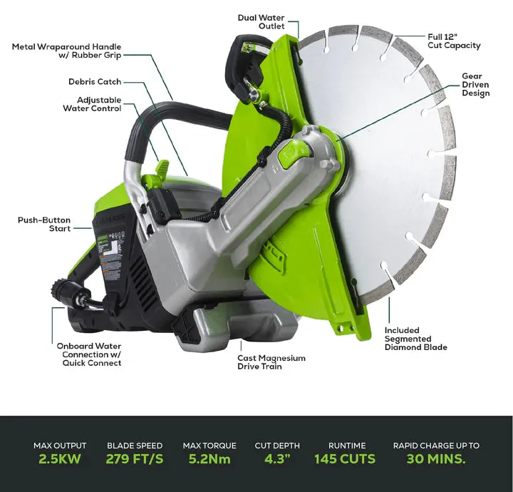 82V 12" 2.5kW Power Cutter Tool-Only