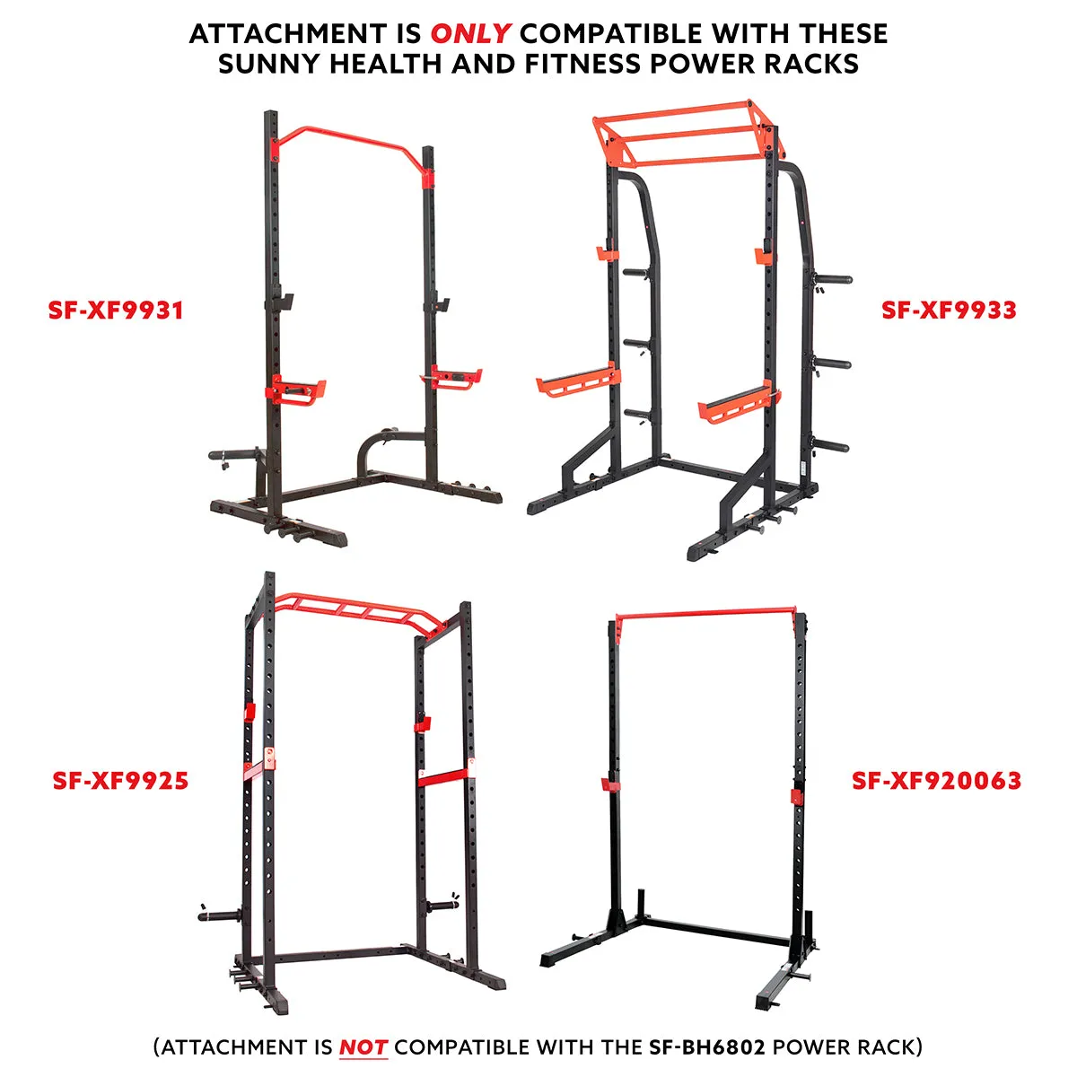 Adjustable Pull Up Bar Attachment for Power Racks and Cages