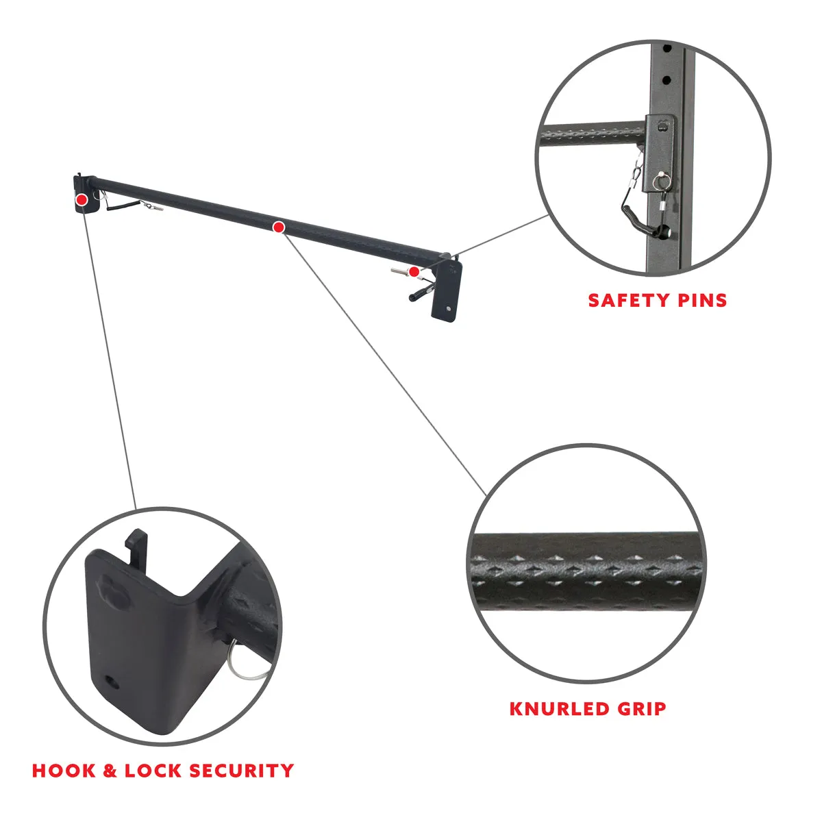 Adjustable Pull Up Bar Attachment for Power Racks and Cages