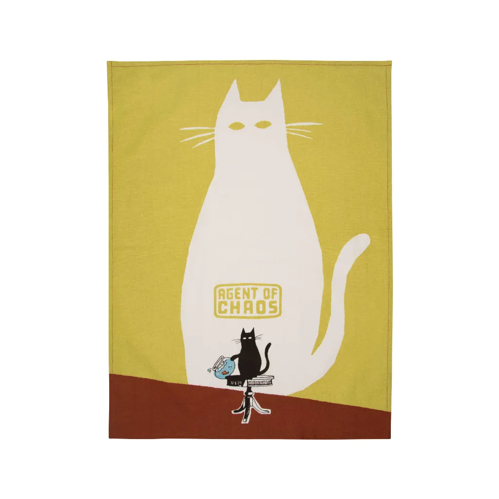 Agent of Chaos Cat Screen Printed Dish Towel