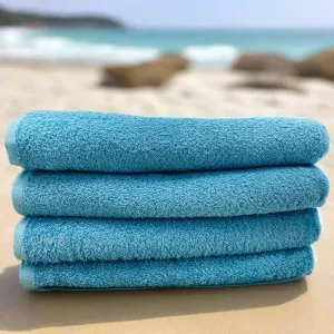 Aqua Blue Beach Towels in size 27"X54" Vat Dyed 6 PK