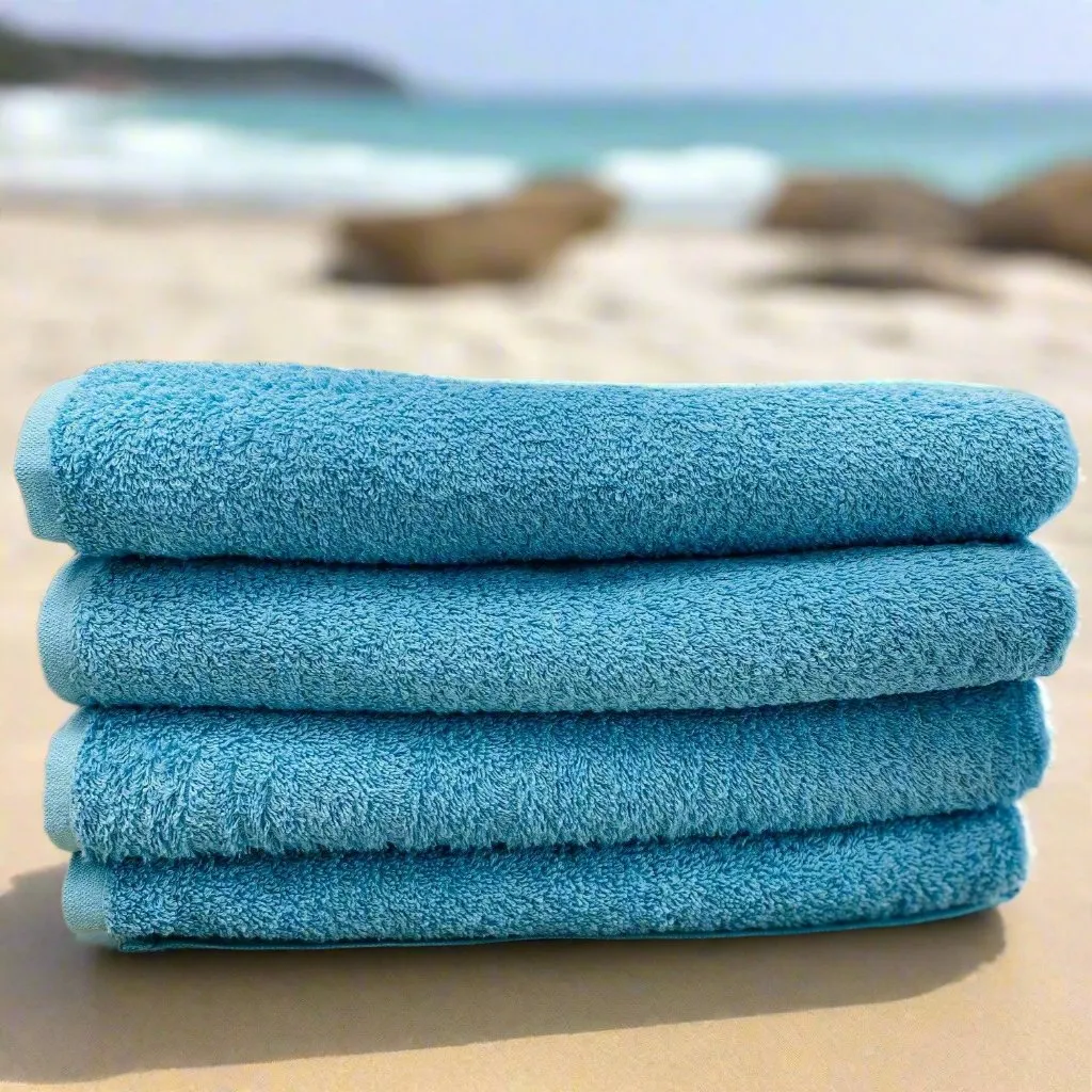Aqua Blue Beach Towels in size 27"X54" Vat Dyed 6 PK