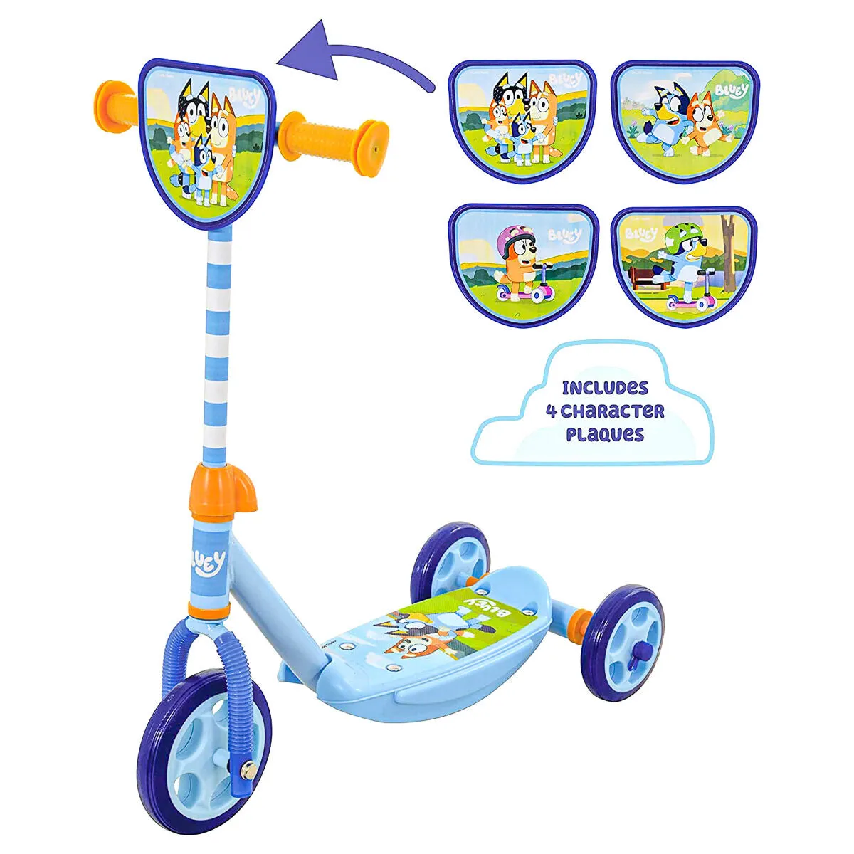 Bluey Switch It Tri Scooter with 4 Character Plaques