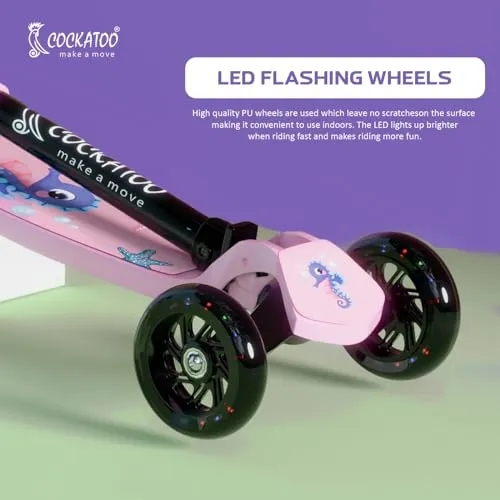Cockatoo Rat&Cat Series Happy-Hooper Kick Scooter for Kids, Kick Scooter with Led Lights in PVC Wheel, 3 Adjustable Height Scooter, Age Upto 3  Years & 50 Kg Weight Capacity.
