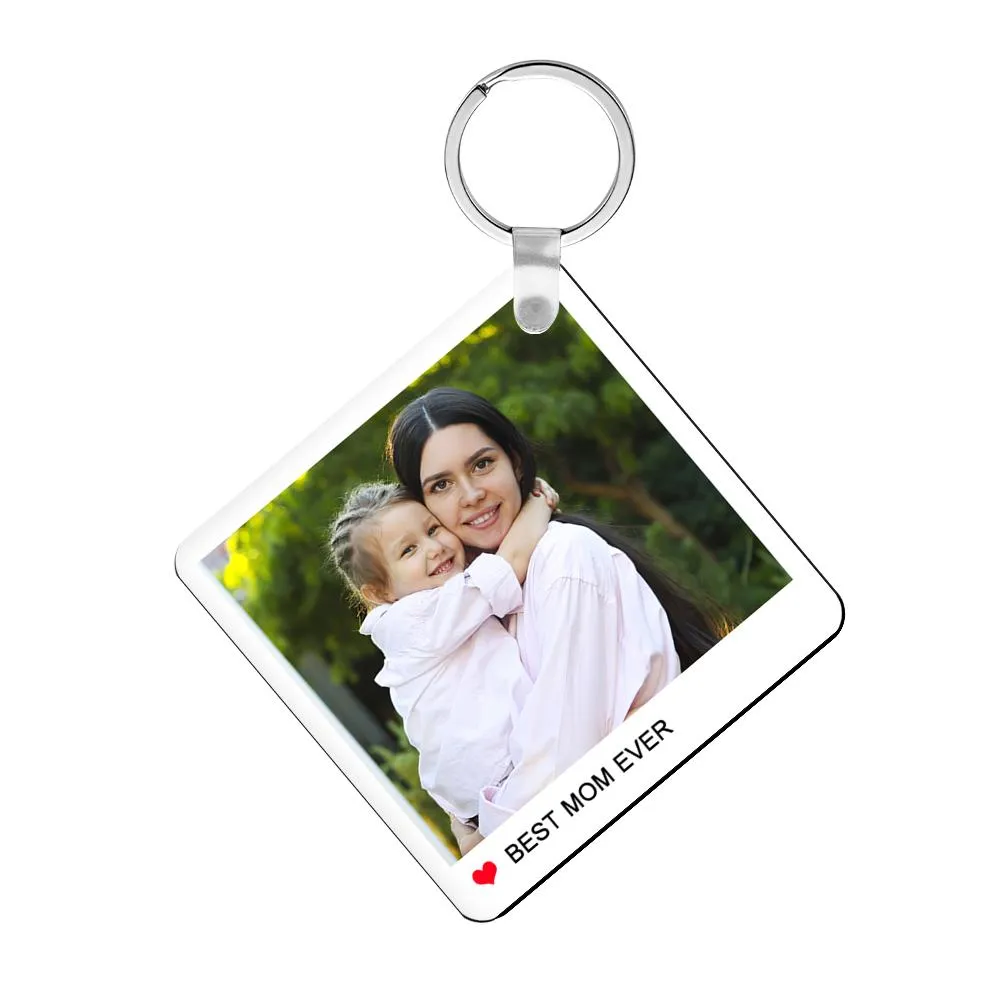 Custom Photo Engraved Keychain Double Sided Photo Keychain Gift  for Mom