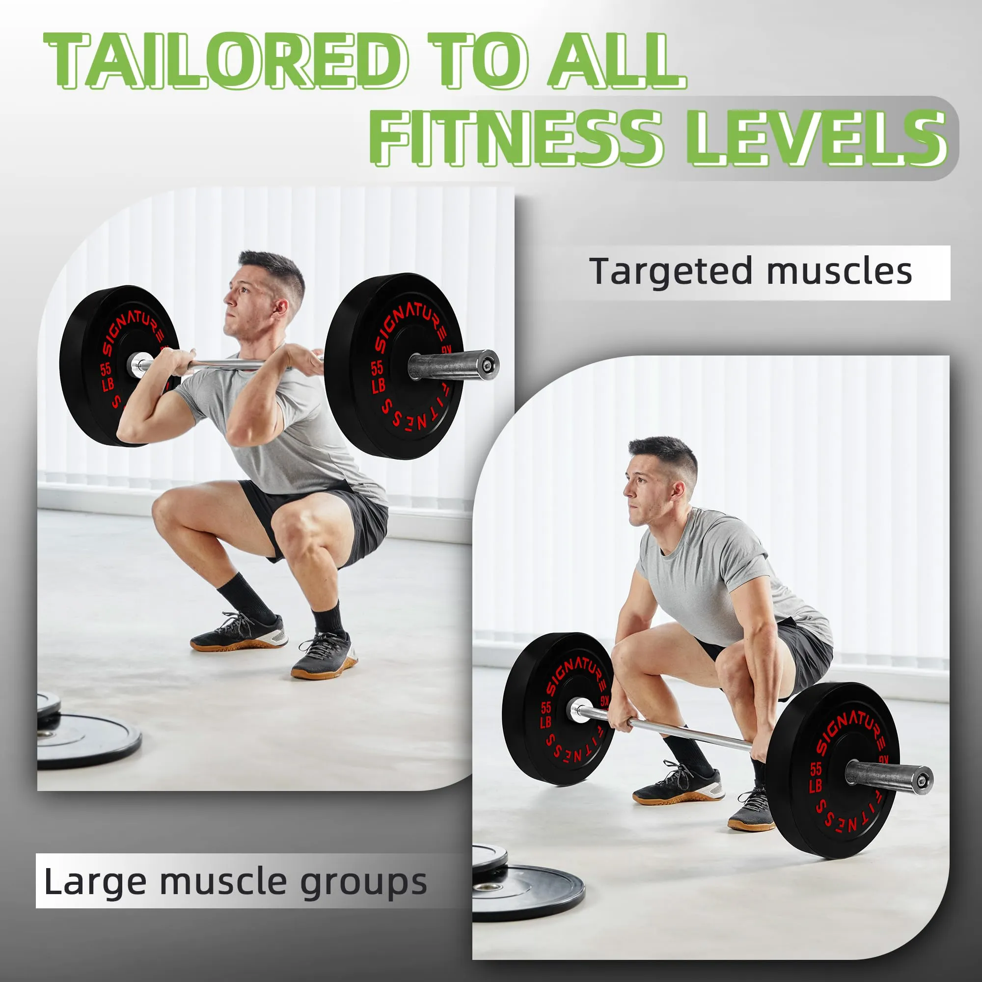 Fitvids Olympic Bumper Plates Set, 2" Weight Plates for Strength Training & Weightlifting, 160LB Set (10LB, 25LB, 45LB), Multiple Packages