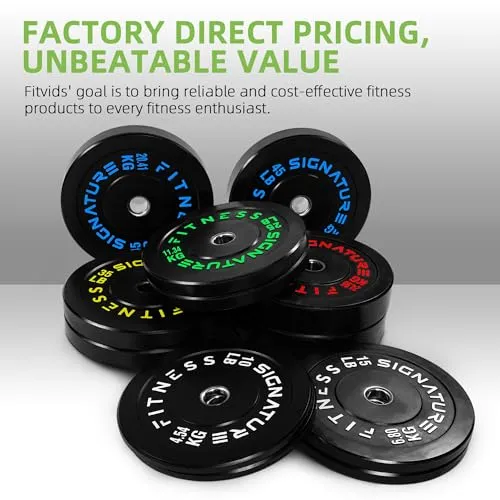 Fitvids Olympic Bumper Plates Set, 2" Weight Plates for Strength Training & Weightlifting, 160LB Set (10LB, 25LB, 45LB), Multiple Packages