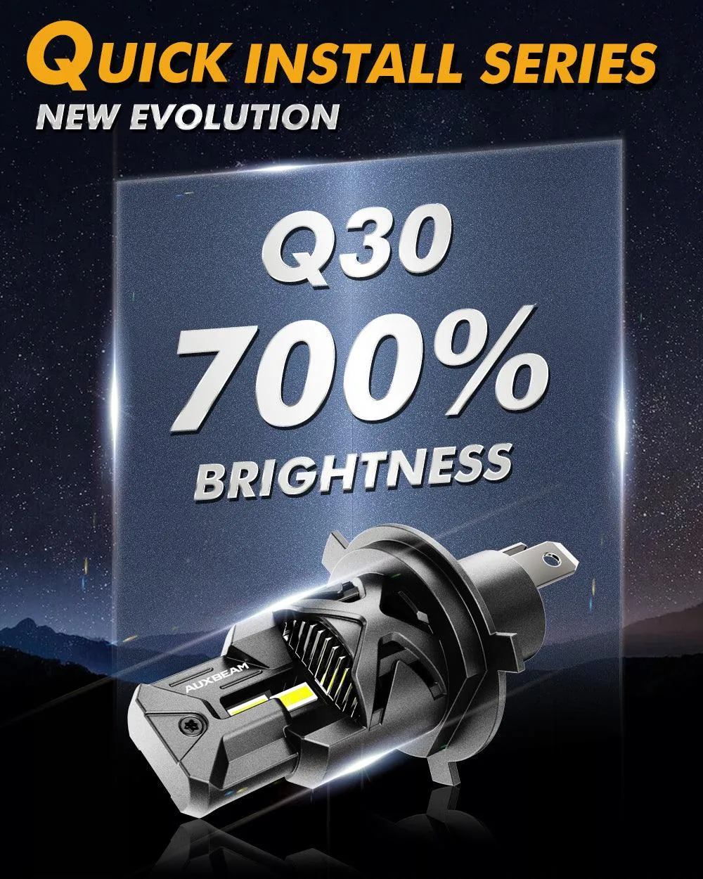 H4 HS1 LED Headlight Bulb Q30 Series Brightest Wireless High Low Dual Beam for Motorcycle Car Truck ATV UTV Snowmobile  | 2 Bulbs
