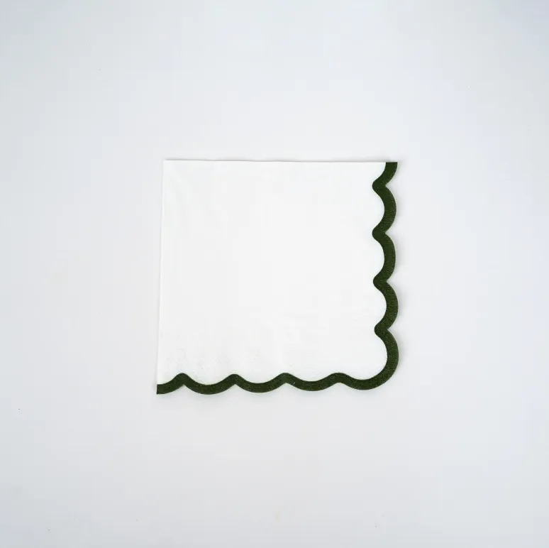 Holiday Scallop Beverage Napkins