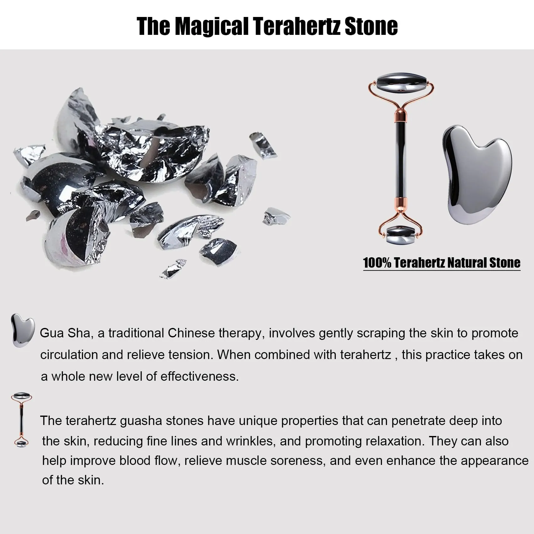 InfiniteRelax Terahertz Roller and Gua Sha Stone