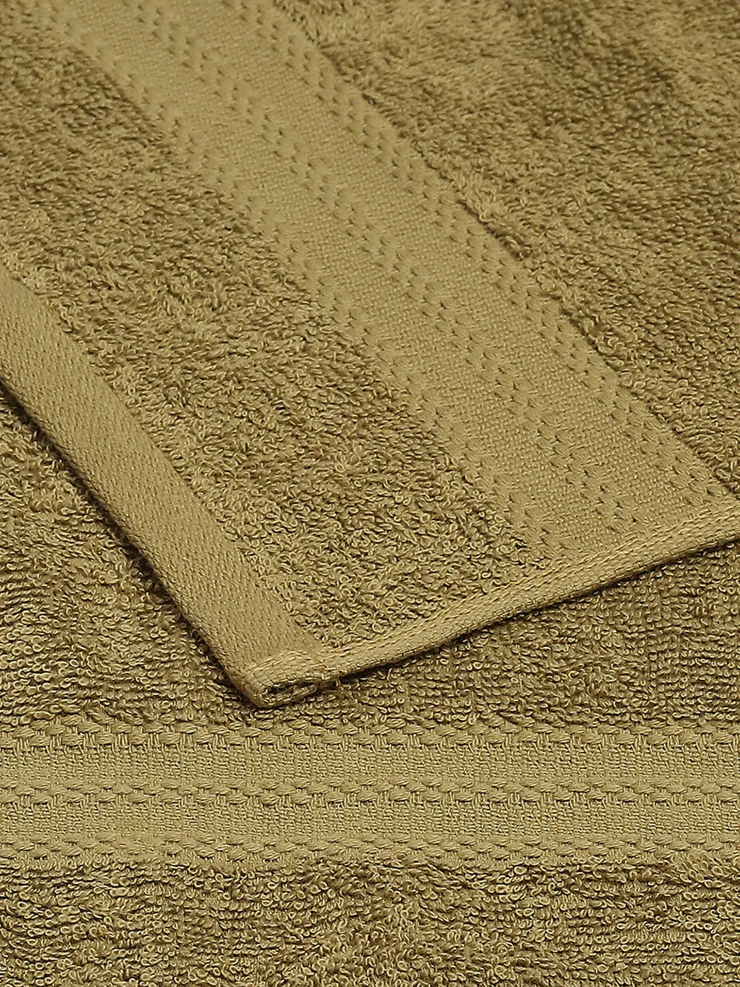 Olive Cotton Solid 380 GSM 2 Bath Towel & 2 Hand Towel