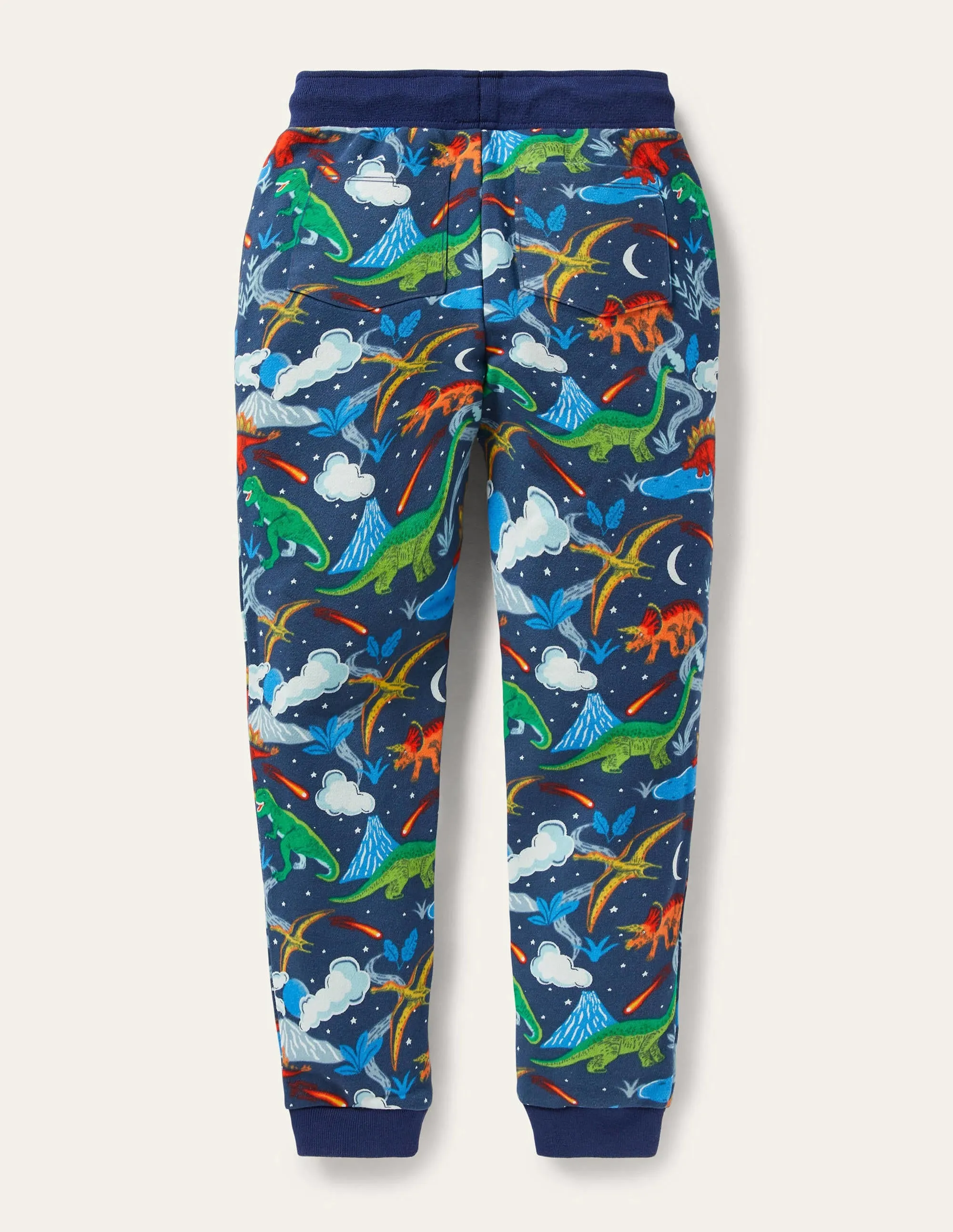 Printed Joggers-Stormy Blue Dinosaurs