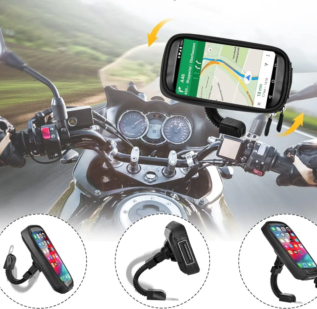 Support Tlphone Moto tanche Rotation  360 - Jusqu' 6.7" | Fitnessterapy