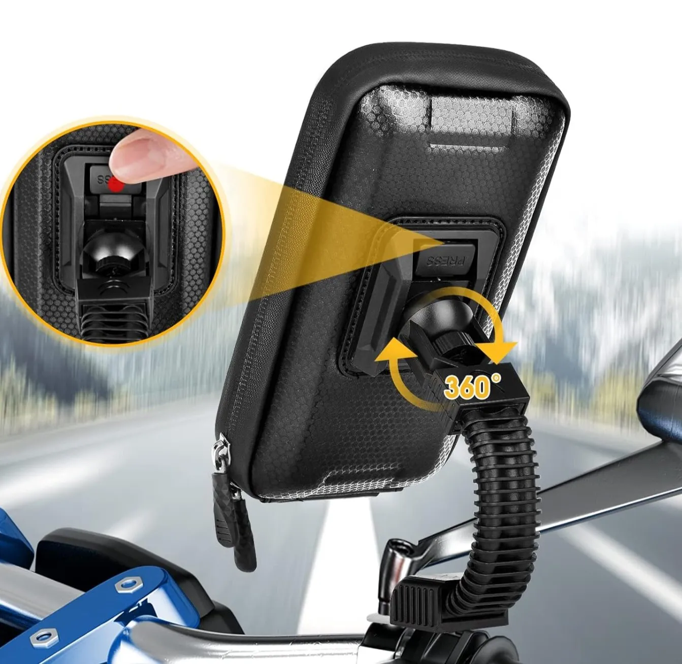 Support Tlphone Moto tanche Rotation  360 - Jusqu' 6.7" | Fitnessterapy