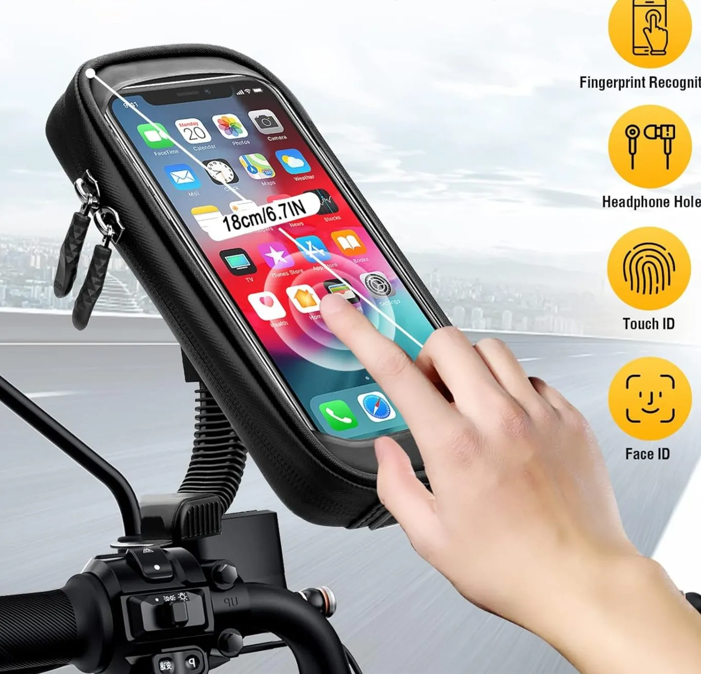 Support Tlphone Moto tanche Rotation  360 - Jusqu' 6.7" | Fitnessterapy