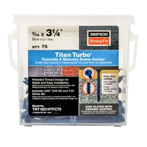 Titen Turbo - 3/16 in. x 3-1/4 in. 6-Lobe Flat-Head Concrete and Masonry Screw, Blue (75-Qty)