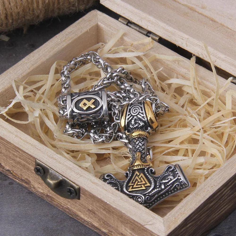 Viking Necklace Mjolnir & Valknut