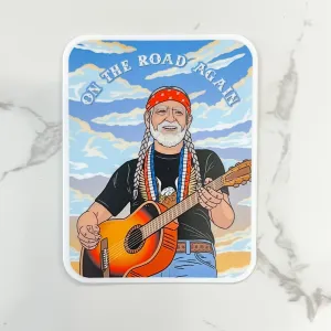Willie On the Road Again Sticker